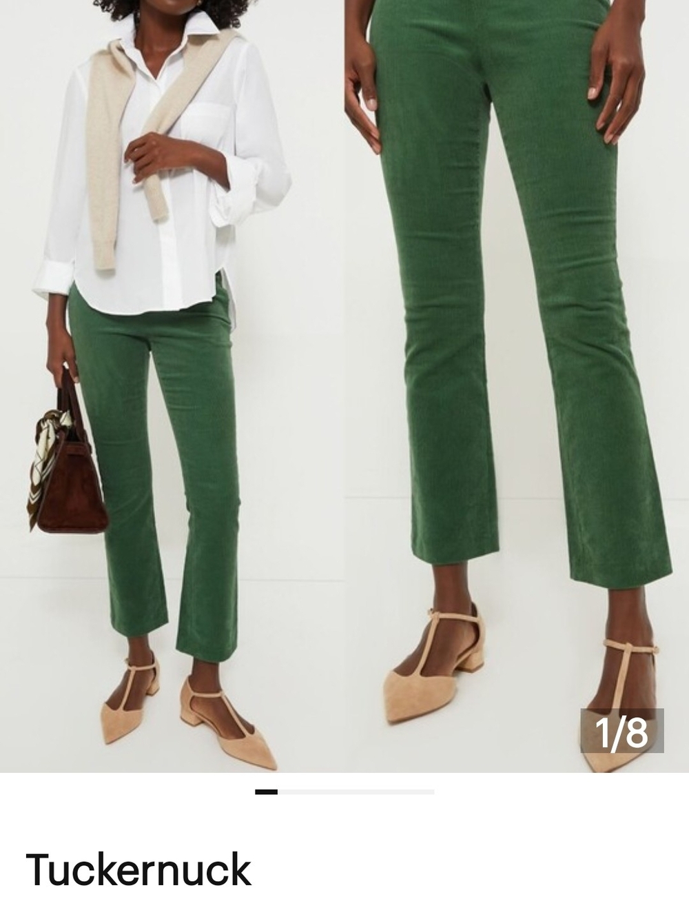 Tuckernuck Forest Green Corduroy Cropped Kick-Flare Pants